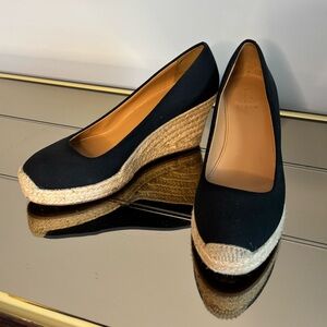 J. Crew Black Wedge Espadrilles